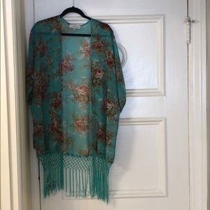 WAYF floral print tassel kimono. Never worn.